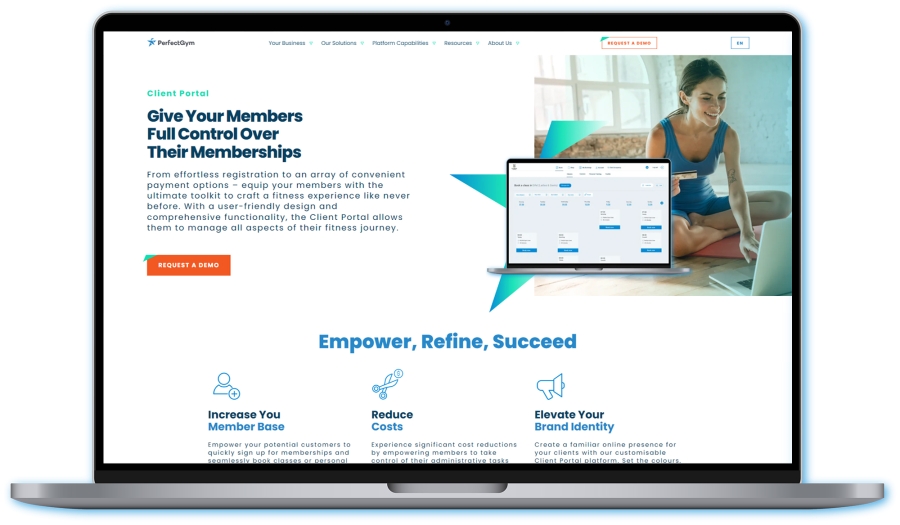 perfect gym website laptop mockup