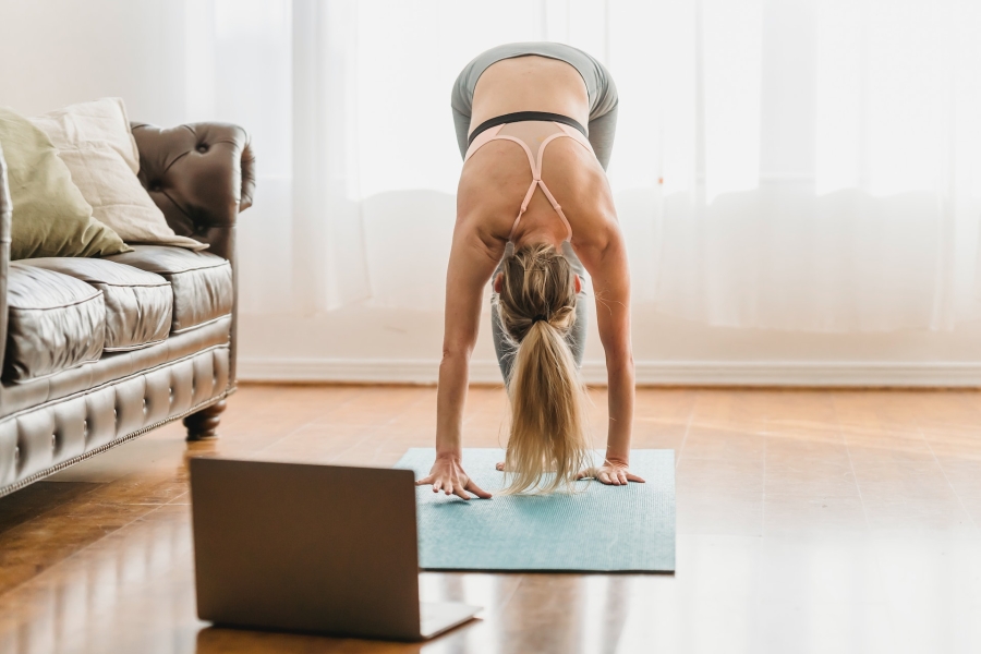 female doing at home workout