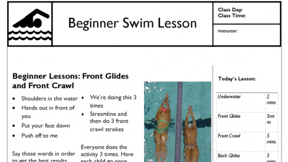 PerfectGym Swim School lesson plan template example